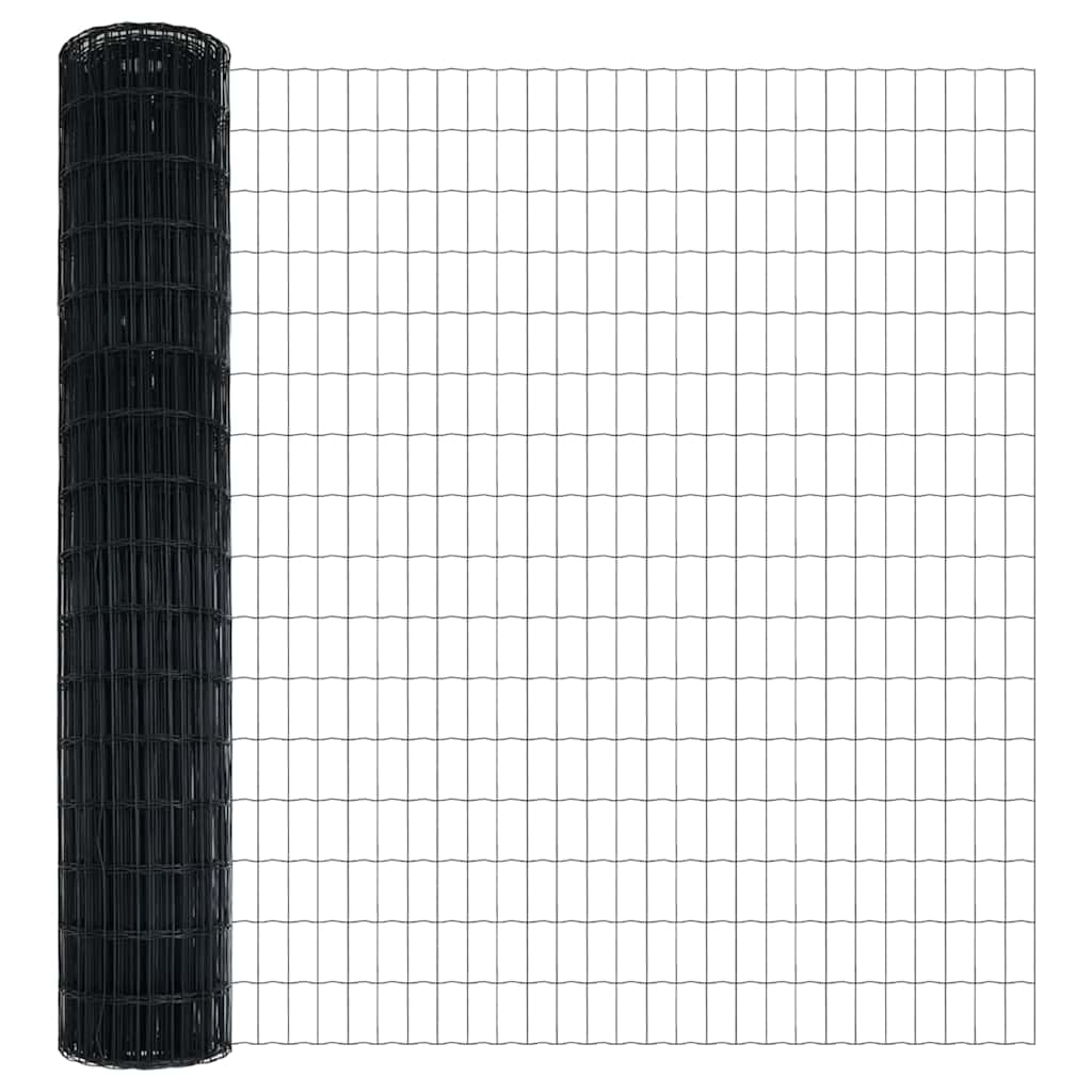 Zaun mit Pfosten Grau 1.6 x 10 m Stahl