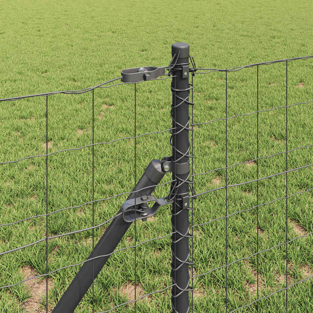 Zaun mit Pfosten Grau 0,6 x 10 m Stahl