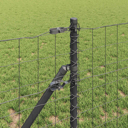 Zaun mit Pfosten Grau 0,6 x 10 m Stahl