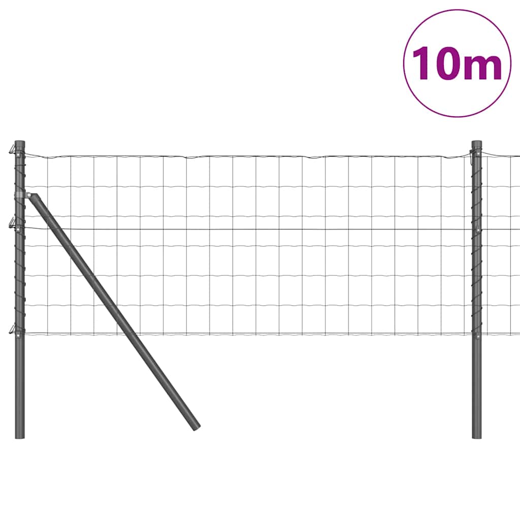 Zaun mit Pfosten Grau 0,6 x 10 m Stahl