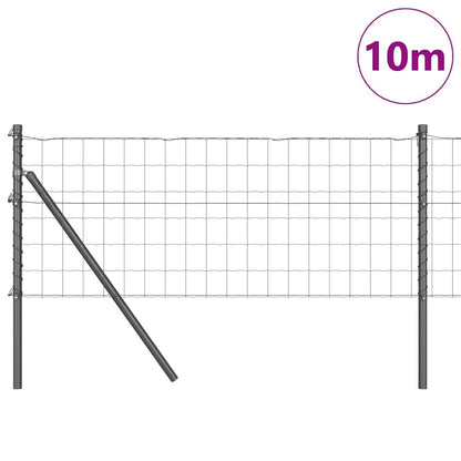 Zaun mit Pfosten Grau 0,6 x 10 m Stahl