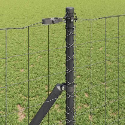 Zaun mit Pfosten Grau 1 x 10 m Stahl