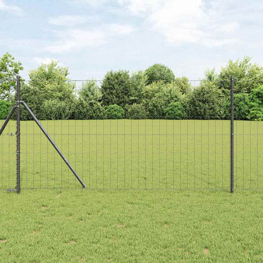 Zaun mit Pfosten Grau 1 x 10 m Stahl