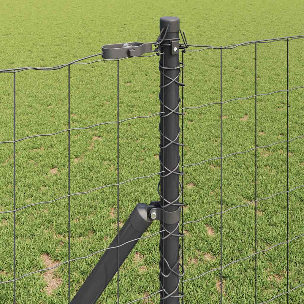 Zaun mit Pfosten Grau 1,2 x 10 m Stahl
