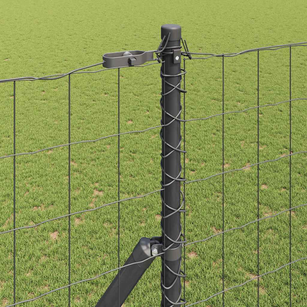 Zaun mit Pfosten Grau 1,5 x 10 m Stahl