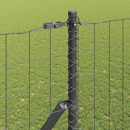 Zaun mit Pfosten Grau 1,5 x 10 m Stahl
