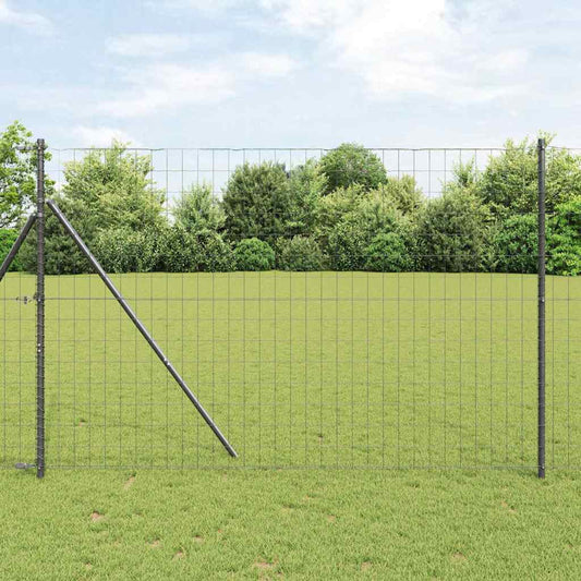 Zaun mit Pfosten Grau 1.5 x 10 m Stahl