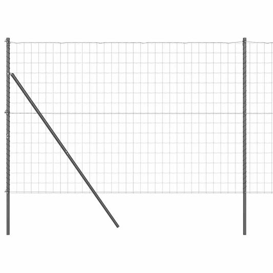 Zaun mit Pfosten Grau 1.6 x 10 m Stahl