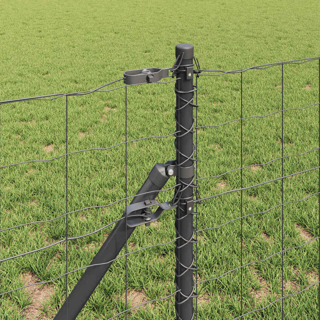 Zaun mit Pfosten Grau 0,8 x 10 m Stahl