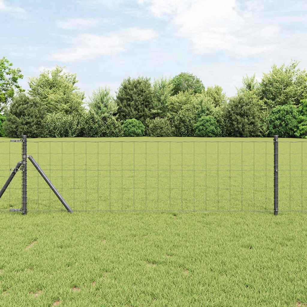 Zaun mit Pfosten Grau 0.8 x 10 m Stahl