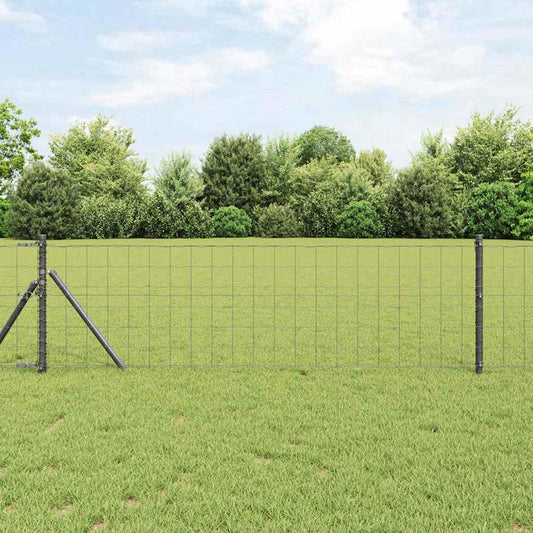 Zaun mit Pfosten Grau 0.8 x 10 m Stahl