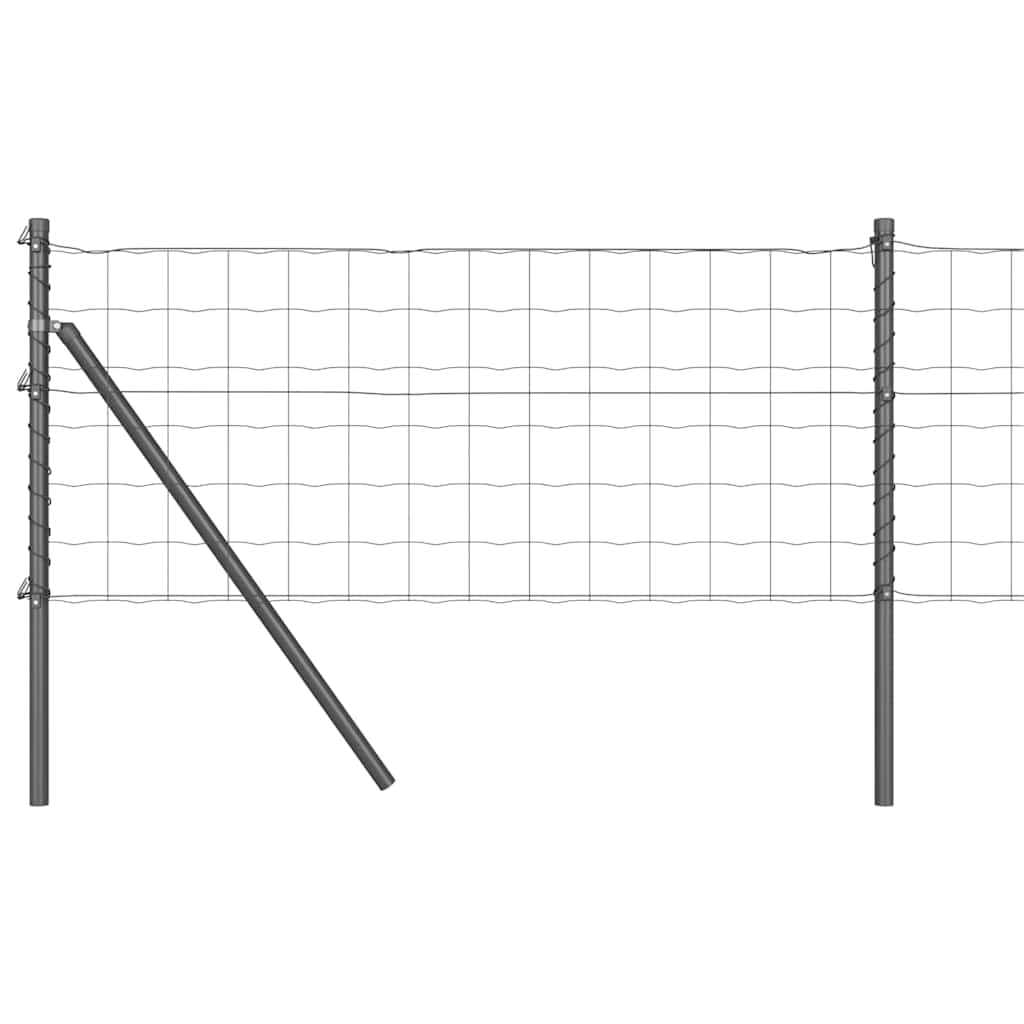 Zaun mit Pfosten Grau 0.8 x 10 m Stahl