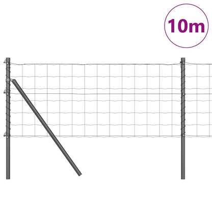 Zaun mit Pfosten Grau 0.8 x 10 m Stahl