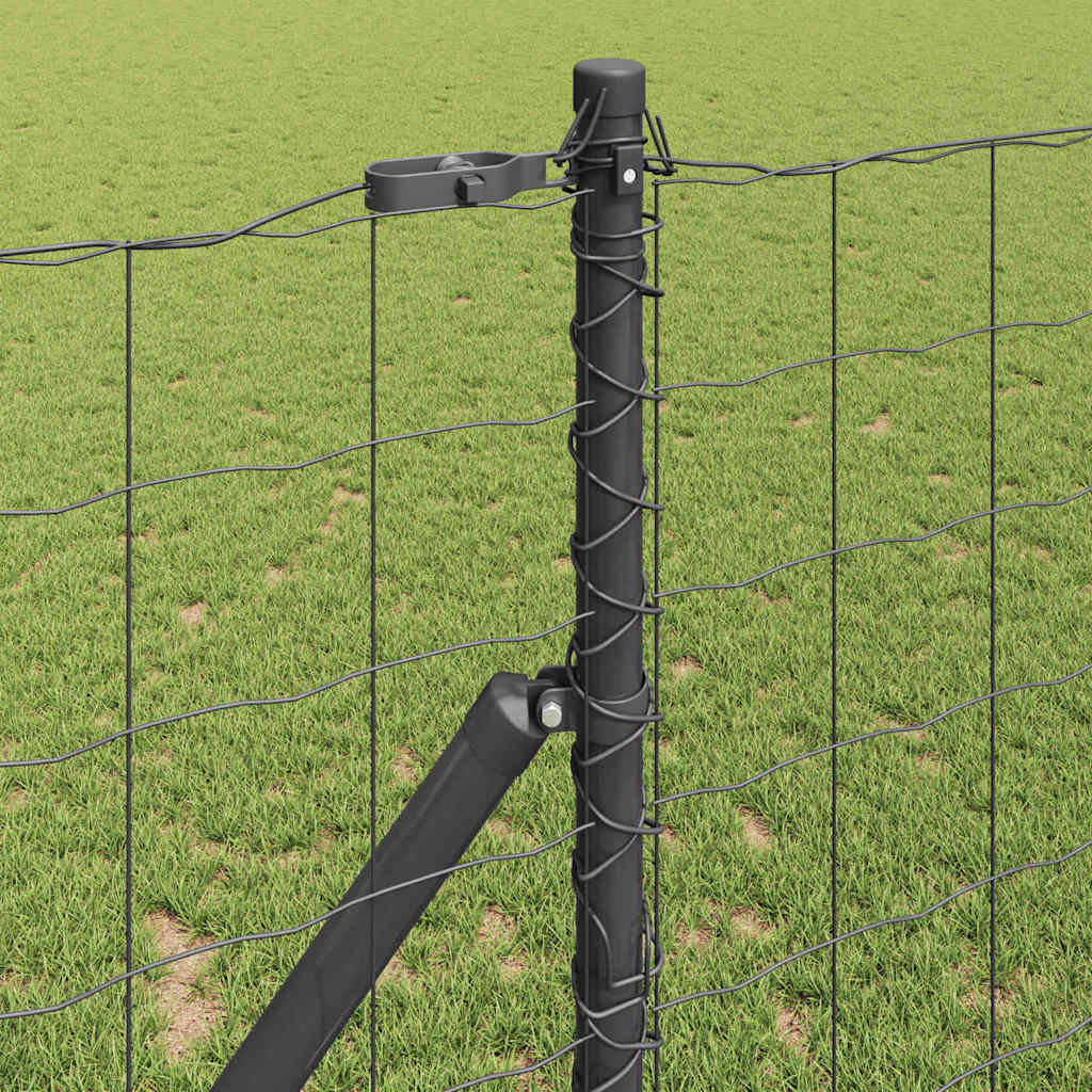Zaun mit Pfosten Grau 1,2 x 10 m Stahl