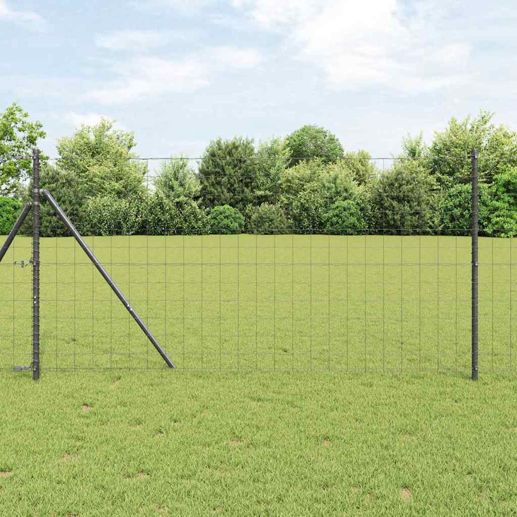 Zaun mit Pfosten Grau 1.2 x 10 m Stahl