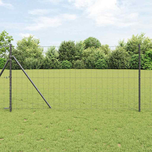 Zaun mit Pfosten Grau 1.2 x 10 m Stahl