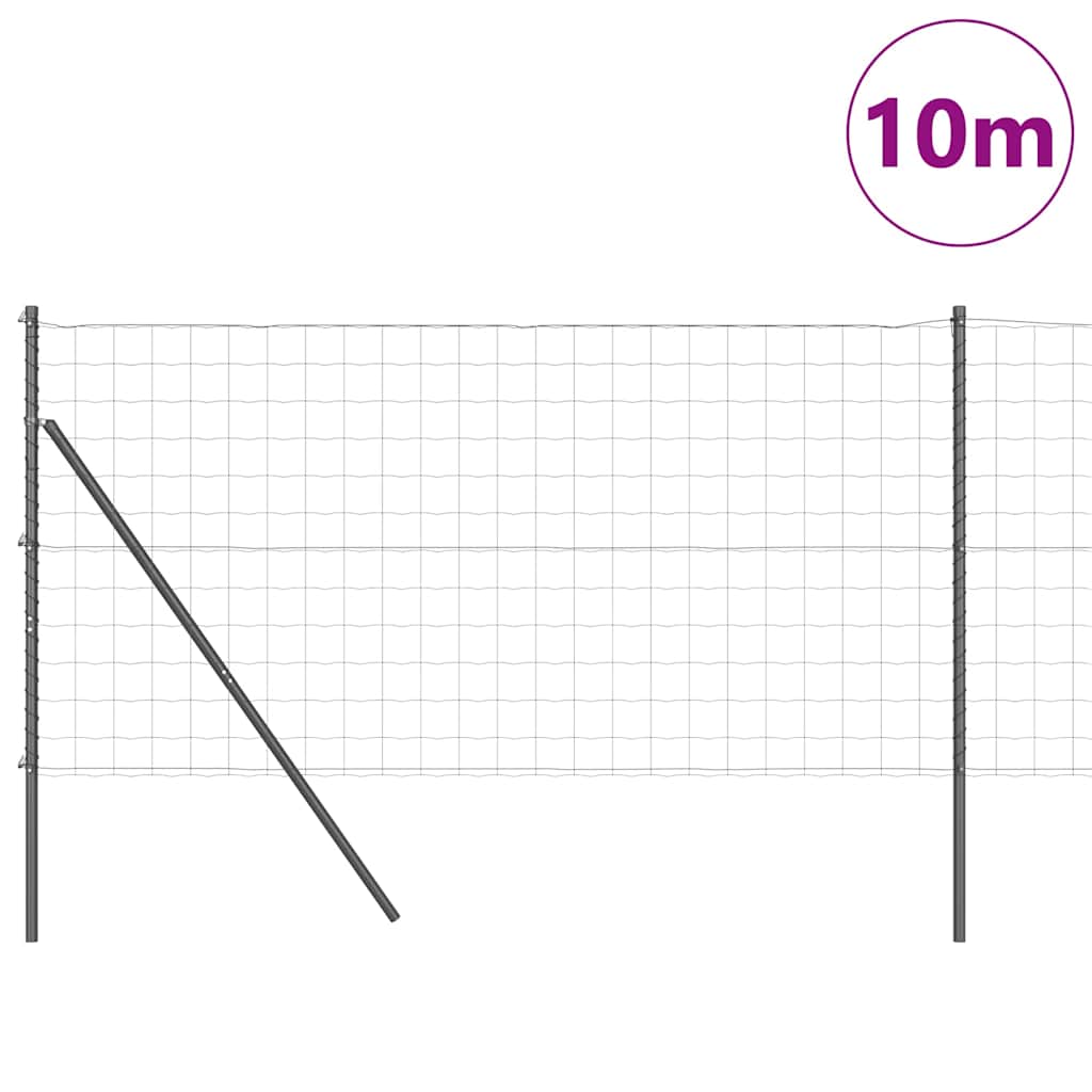 Zaun mit Pfosten Grau 1.2 x 10 m Stahl