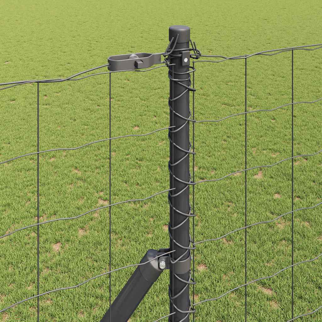 Zaun mit Pfosten Grau 1,6 x 10 m Stahl