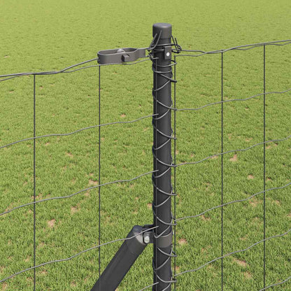 Zaun mit Pfosten Grau 1,6 x 10 m Stahl