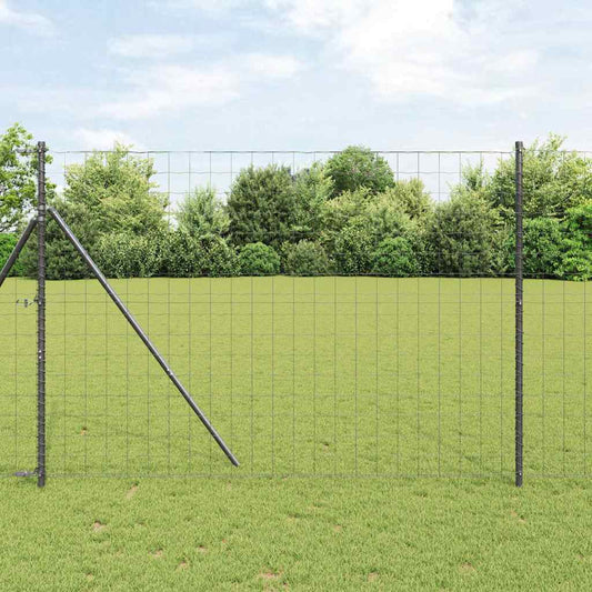 Zaun mit Pfosten Grau 1.6 x 10 m Stahl