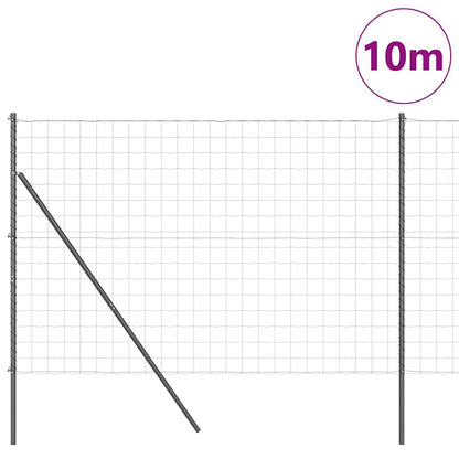 Zaun mit Pfosten Grau 1.6 x 10 m Stahl