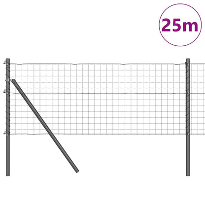 Zaun mit Pfosten Grau 0,4 x 25 m Stahl