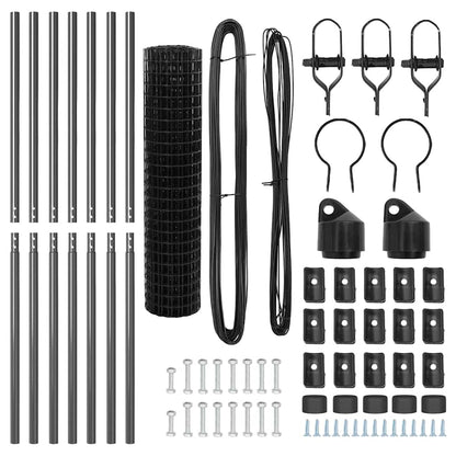 Zaun mit Pfosten Grau 1,2 x 25 m Stahl