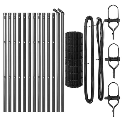 Zaun mit Pfosten Grau 0,6 x 25 m Stahl