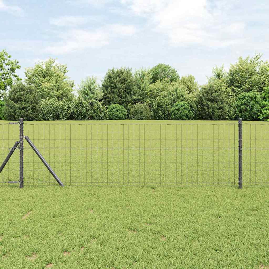 Zaun mit Pfosten Grau 0.8 x 25 m Stahl