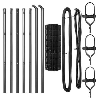 Zaun mit Pfosten Grau 0.8 x 25 m Stahl