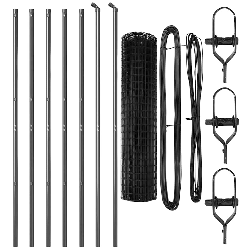 Zaun mit Pfosten Grau 1.2 x 25 m Stahl