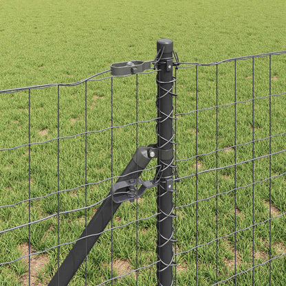 Zaun mit Pfosten Grau 0,4 x 25 m Stahl