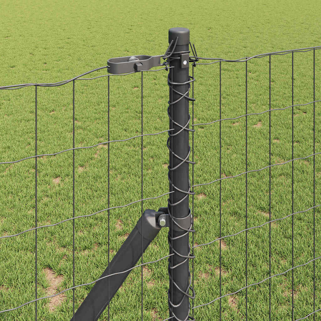 Zaun mit Pfosten Grau 1,2 x 25 m Stahl