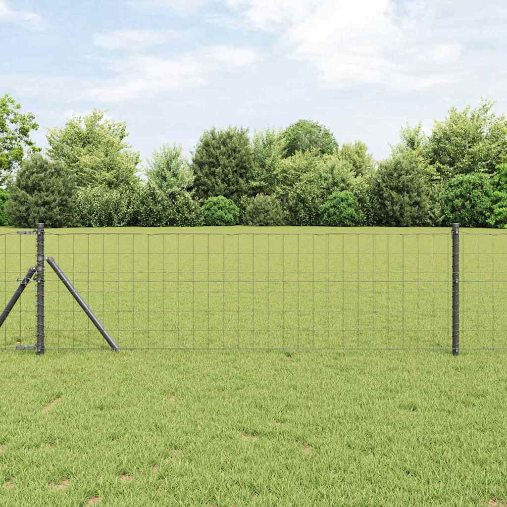 Zaun mit Pfosten Grau 0,4 x 25 m Stahl