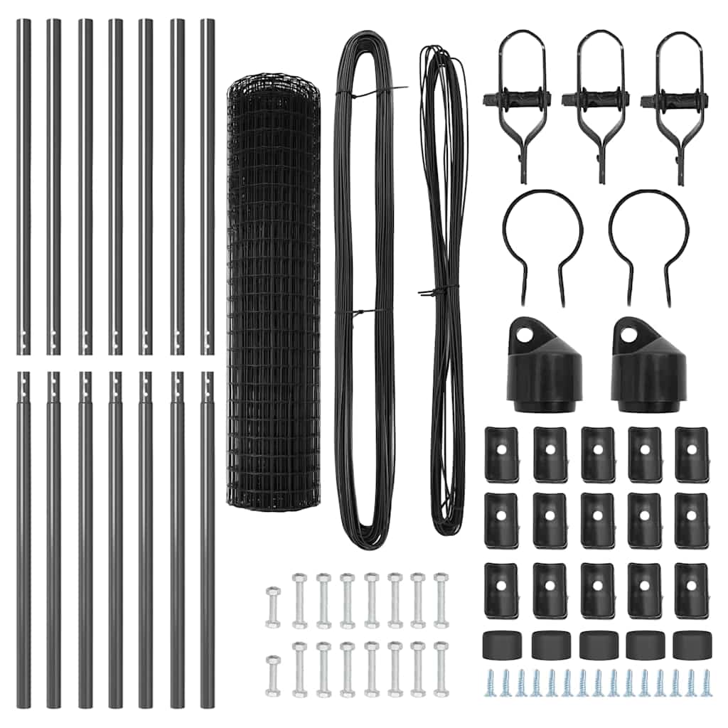 Zaun mit Pfosten Grau 1,2 x 25 m Stahl
