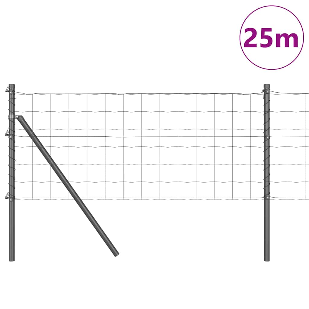 Zaun mit Pfosten Grau 0,4 x 25 m Stahl