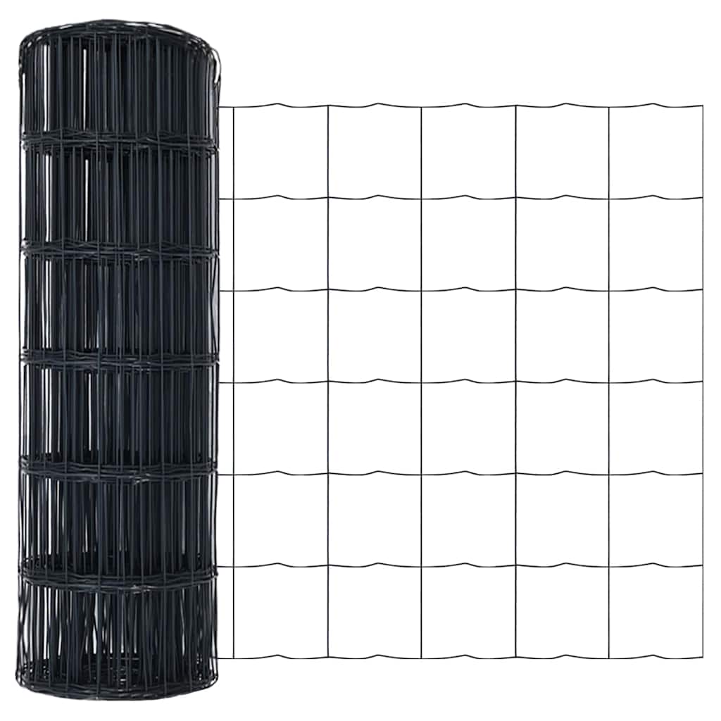 Zaun mit Pfosten Grau 0.8 x 25 m Stahl