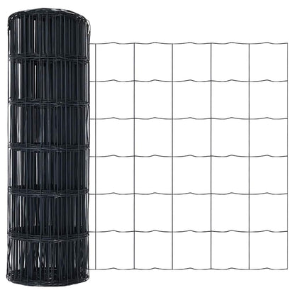 Zaun mit Pfosten Grau 0.8 x 25 m Stahl