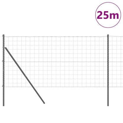 Zaun mit Pfosten Grau 1.2 x 25 m Stahl