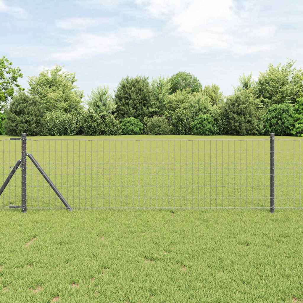 Zaun mit Pfosten Grau 0.6 x 50 m Stahl