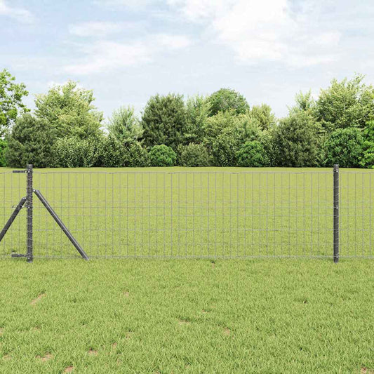 Zaun mit Pfosten Grau 0.6 x 50 m Stahl