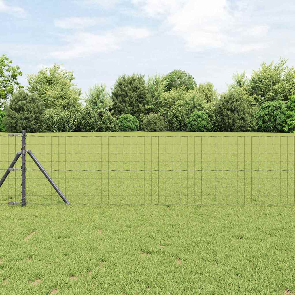Zaun mit Pfosten Grau 0.8 x 10 m Stahl