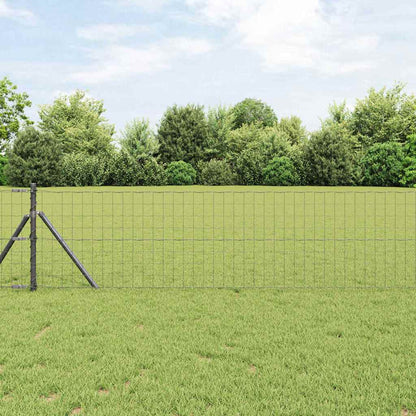 Zaun mit Pfosten Grau 0.8 x 10 m Stahl