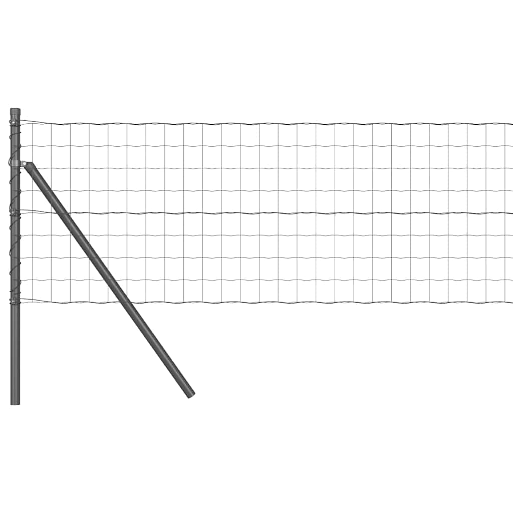 Zaun mit Pfosten Grau 0.8 x 10 m Stahl