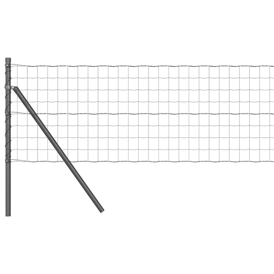 Zaun mit Pfosten Grau 0.8 x 10 m Stahl