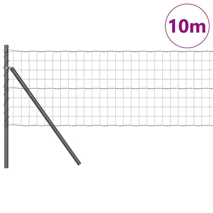 Zaun mit Pfosten Grau 0.8 x 10 m Stahl
