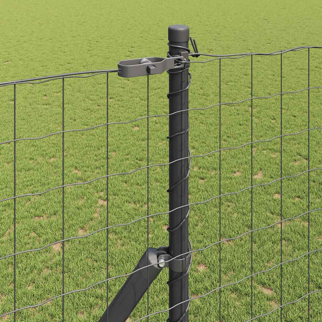 Zaun mit Pfosten Grau 1,5 x 10 m Stahl