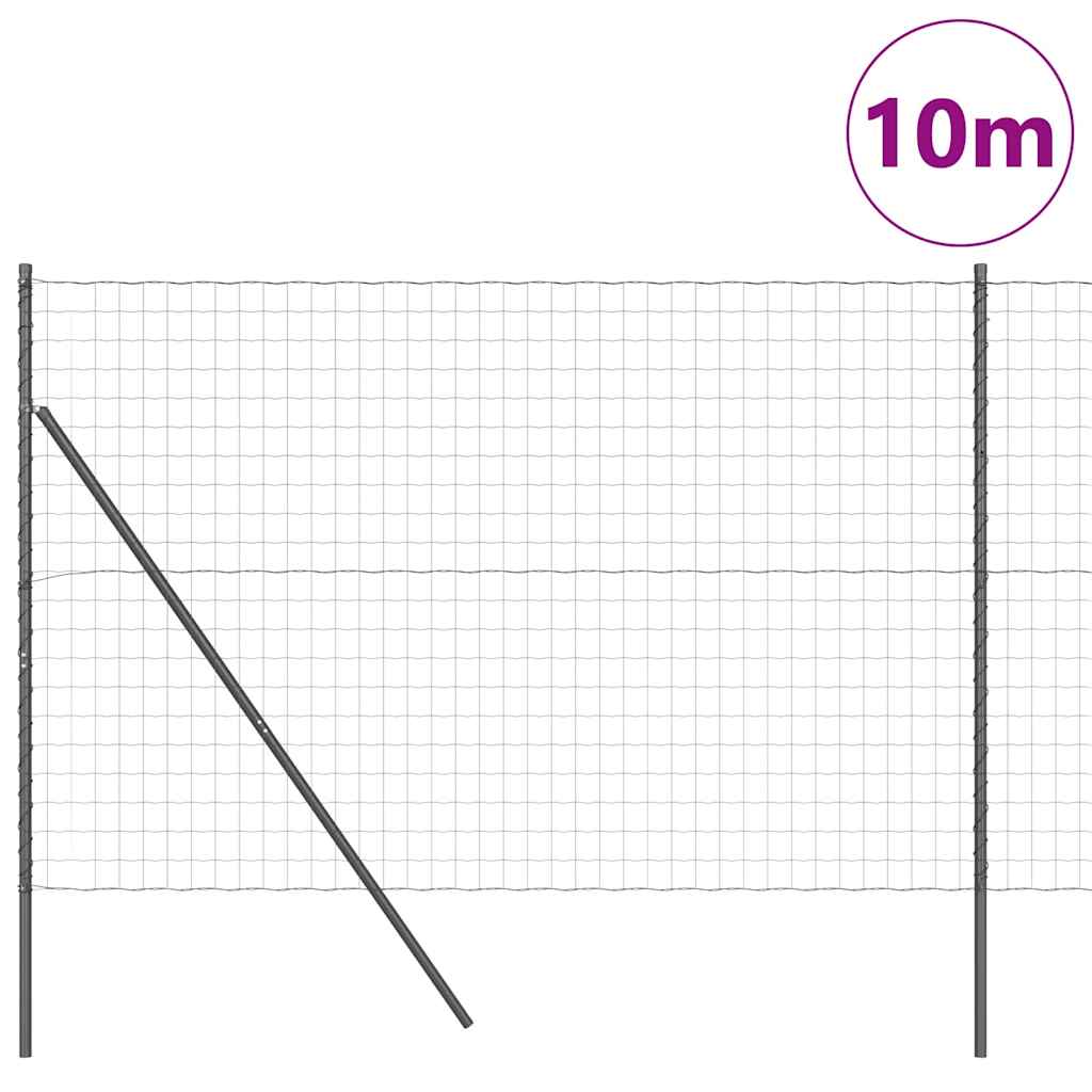 Zaun mit Pfosten Grau 1.5 x 10 m Stahl