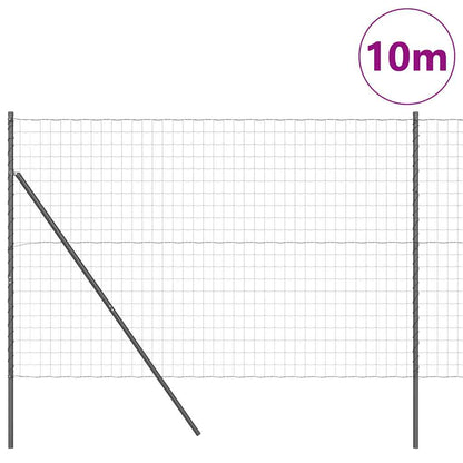 Zaun mit Pfosten Grau 1.5 x 10 m Stahl