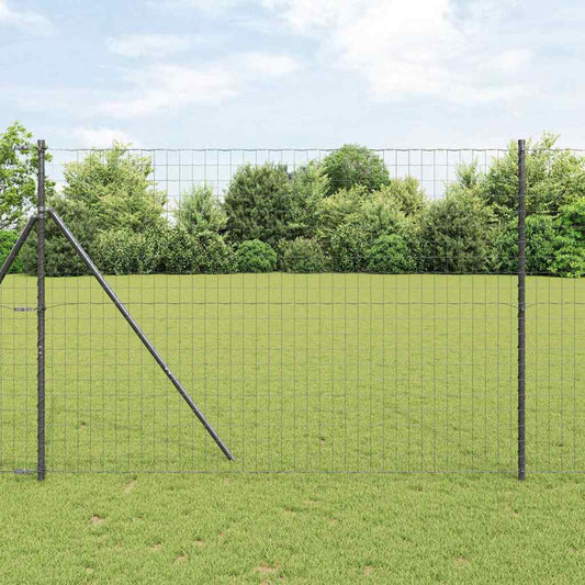 Zaun mit Pfosten Grau 1.6 x 10 m Stahl